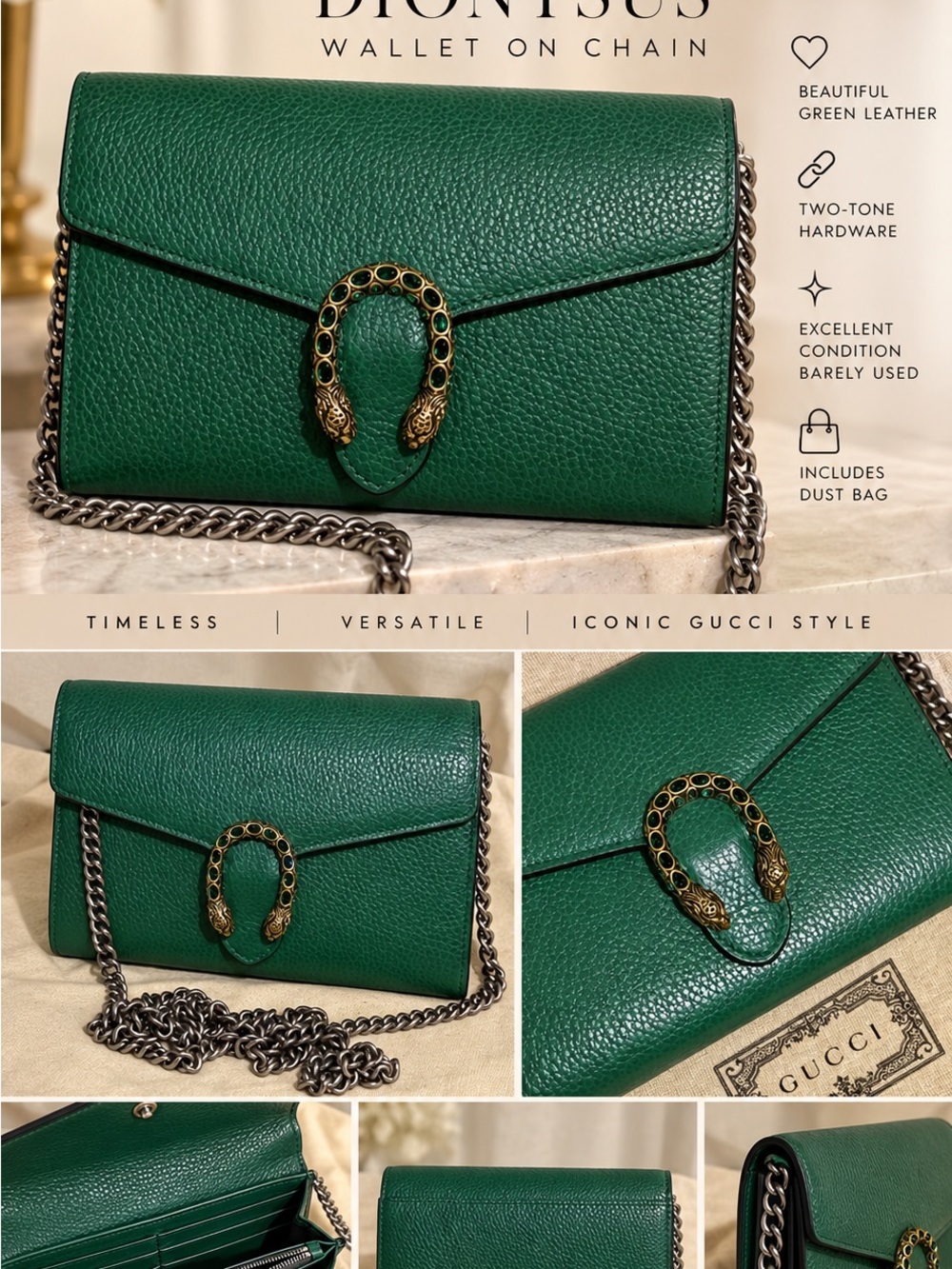 Gucci Dionysus Green wallet on chain